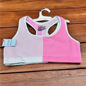 Cat & Jack Girls' 2pk Ribbed Sports Bra - Pink and Mint Size XL NWT